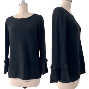 Charter Club Luxury Cashmere Black Bell Sleeve Sweater L
